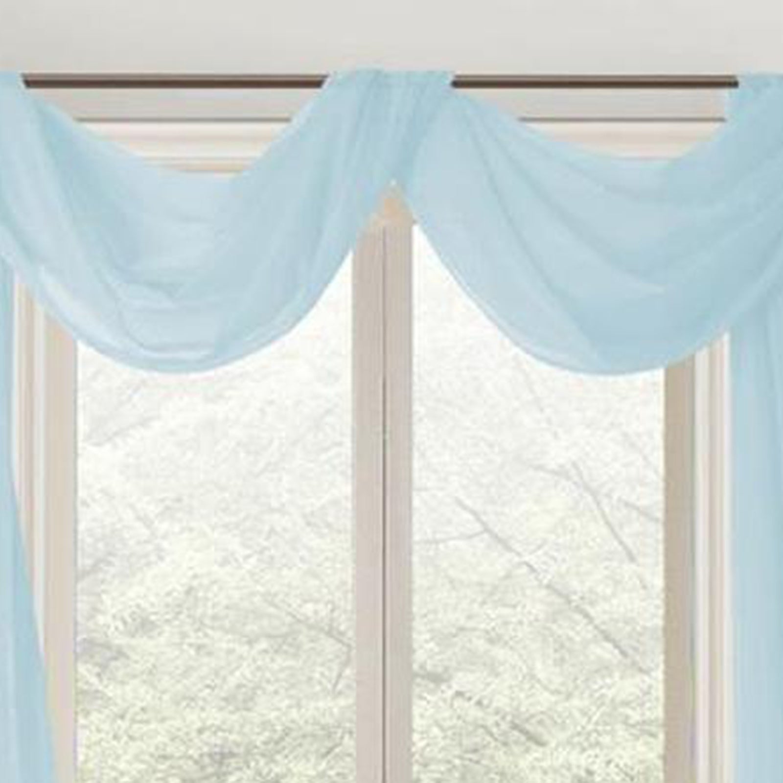 Celine Sheer 55 x 216 in. Sheer Curtain Scarf Valance Blue