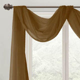 Celine Sheer 55 x 216 in. Sheer Curtain Scarf Valance Coffee