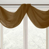 Celine Sheer 55 x 216 in. Sheer Curtain Scarf Valance Coffee