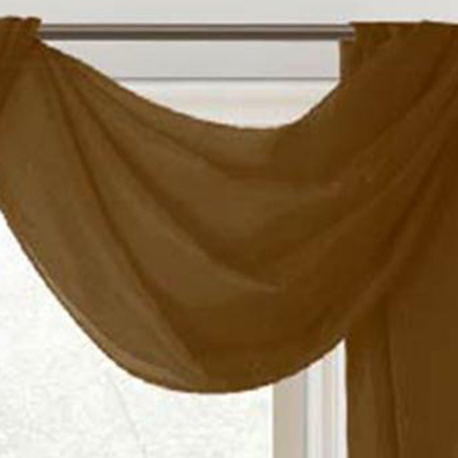 Celine Sheer 55 x 216 in. Sheer Curtain Scarf Valance Coffee