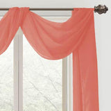Celine Sheer 55 x 216 in. Sheer Curtain Scarf Valance Coral