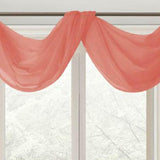 Celine Sheer 55 x 216 in. Sheer Curtain Scarf Valance Coral