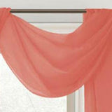 Celine Sheer 55 x 216 in. Sheer Curtain Scarf Valance Coral