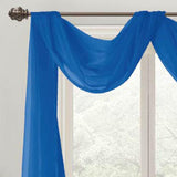 Celine Sheer 55 x 216 in. Sheer Curtain Scarf Valance Navy Blue
