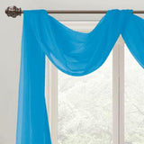 Celine Sheer 55 x 216 in. Sheer Curtain Scarf Valance Neon Blue