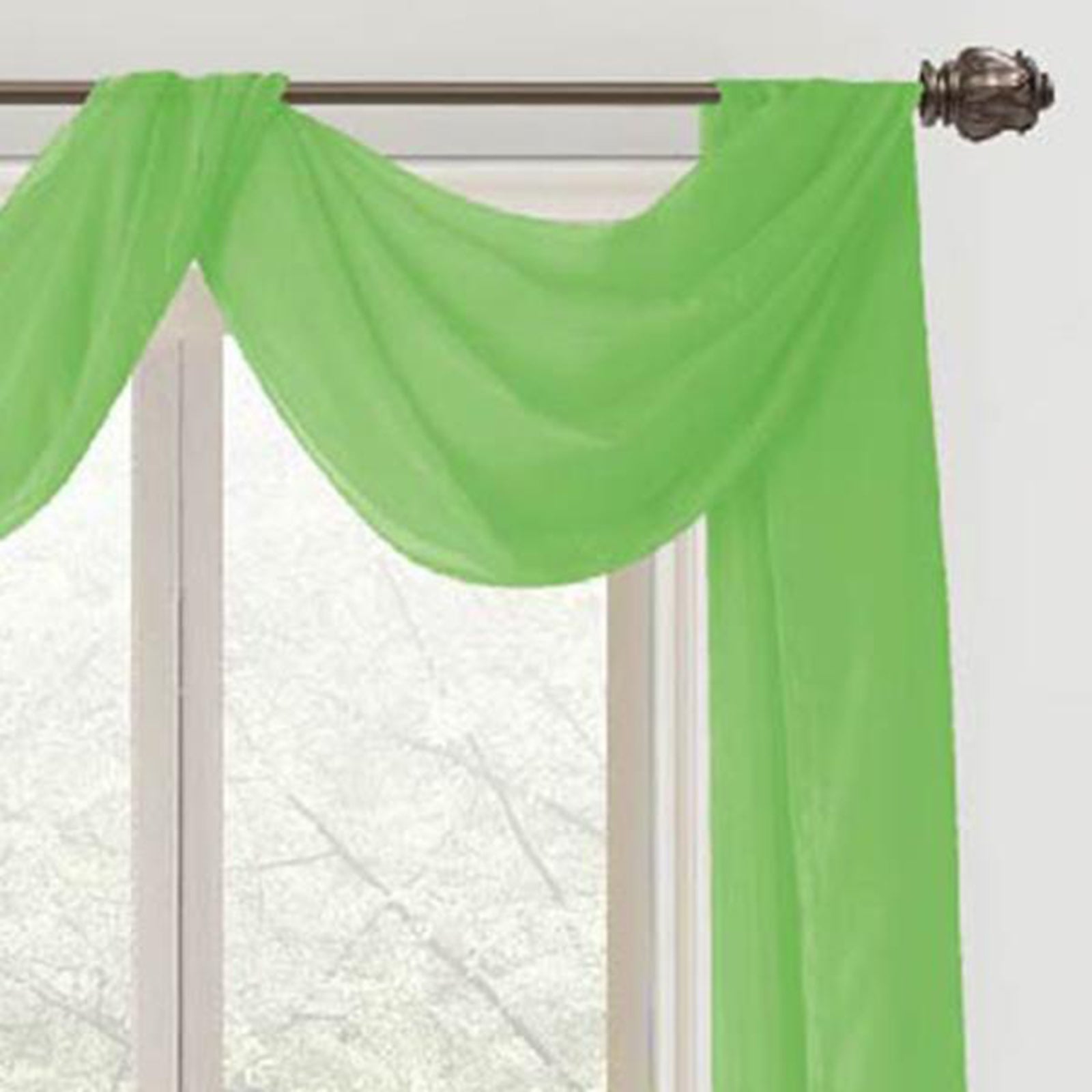 Celine Sheer 55 x 216 in. Sheer Curtain Scarf Valance Neon Green