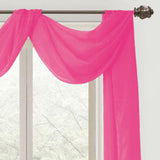 Celine Sheer 55 x 216 in. Sheer Curtain Scarf Valance Neon Pink