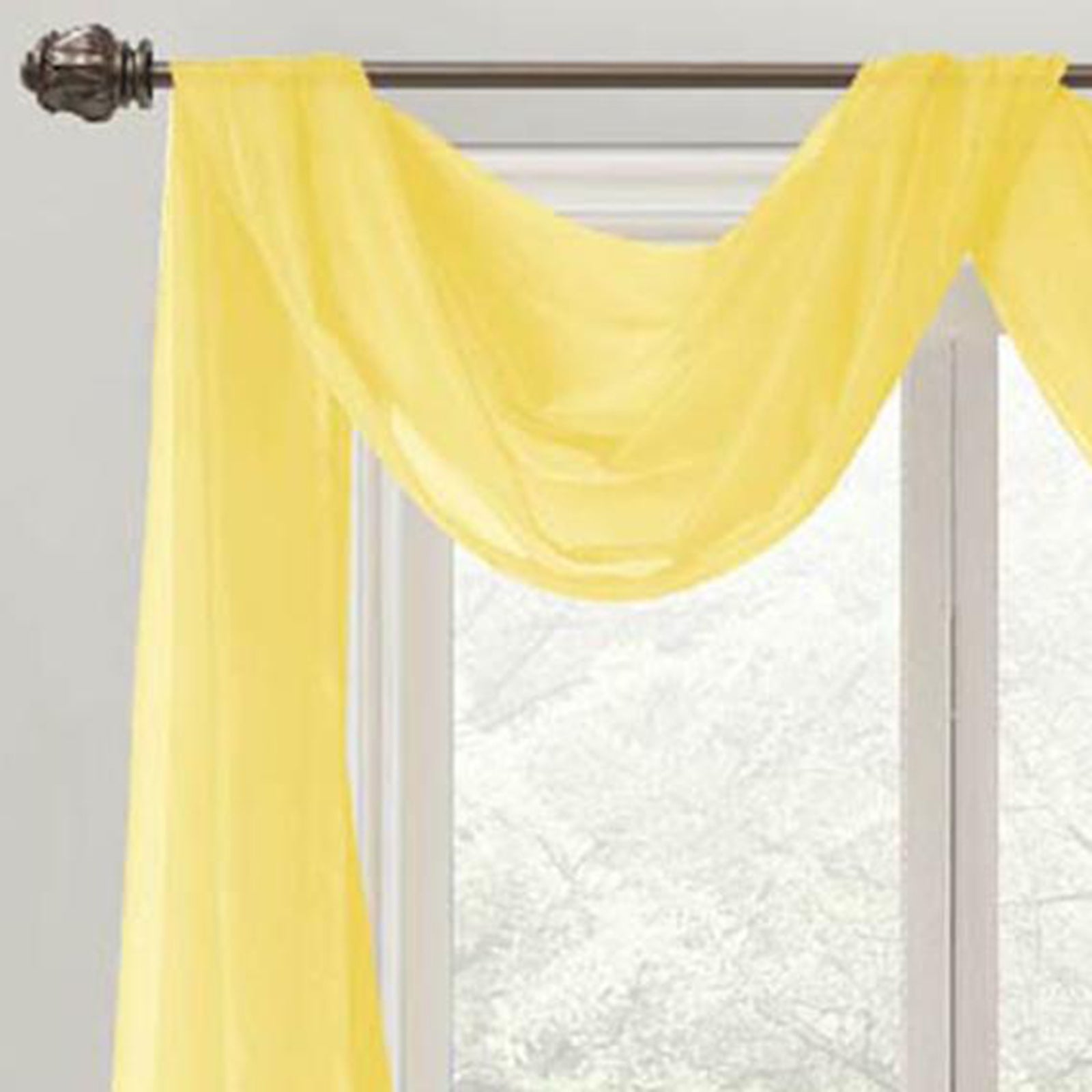 Celine Sheer 55 x 216 in. Sheer Curtain Scarf Valance Neon Yellow