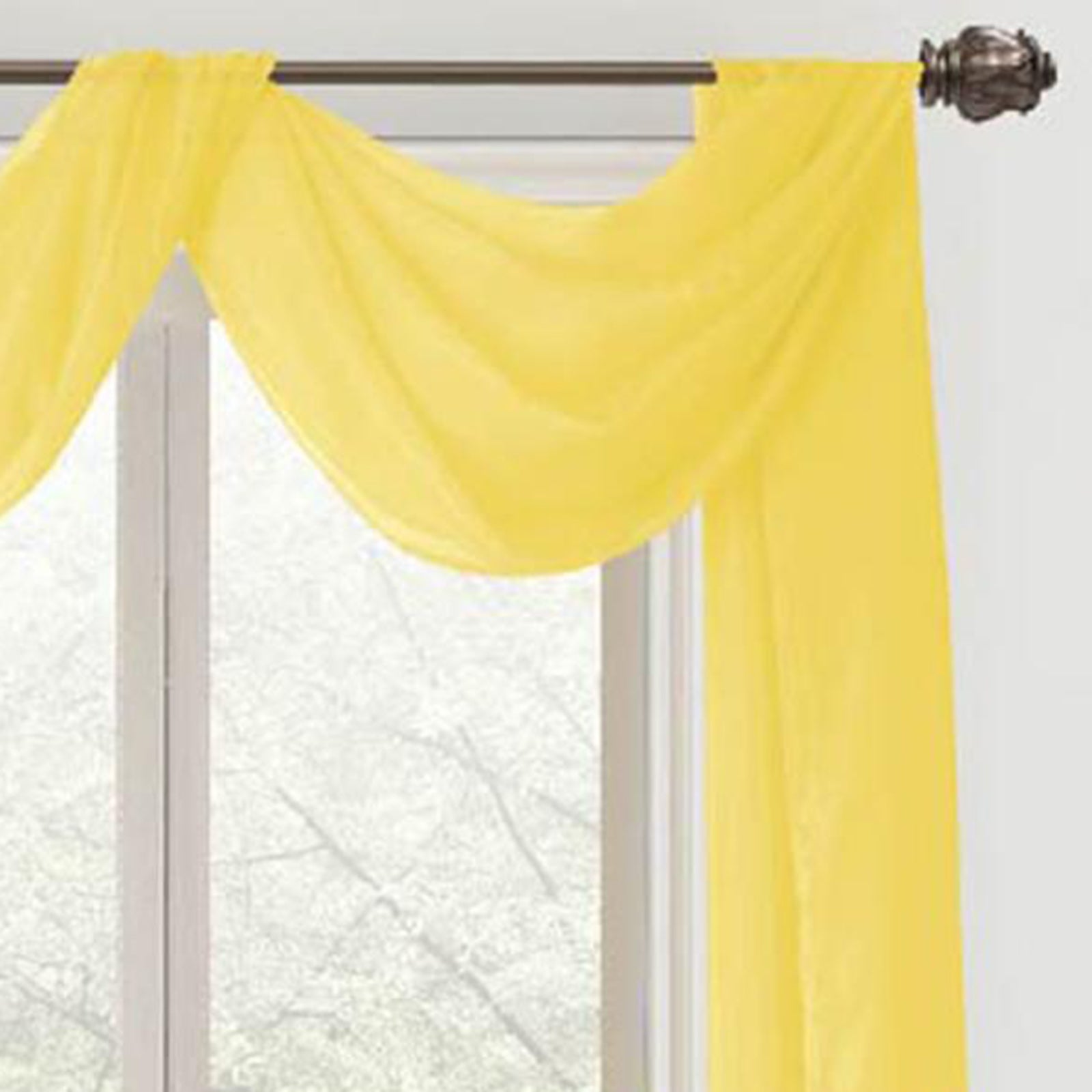 Celine Sheer 55 x 216 in. Sheer Curtain Scarf Valance Neon Yellow