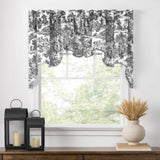 Ellis Curtain Victoria Park Toile High Quality Classic Print Swag Lined Empress Window Valance - 2-Piece - 70 x28", Black