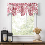 Ellis Curtain Victoria Park Toile High Quality Room Darkening Solid Color Lined Scallop Window Valance - 70 x15" Red