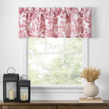 Ellis Curtain Victoria Park Toile Water Proof Room Darkening Blackout Tailored Window Valance - 70 x 12", Red