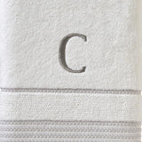 SKL Home By Saturday Knight Ltd Casual Monogram Bath Towel C - 28X54", White