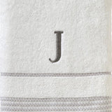 SKL Home By Saturday Knight Ltd Casual Monogram Bath Towel J - 28X54", White
