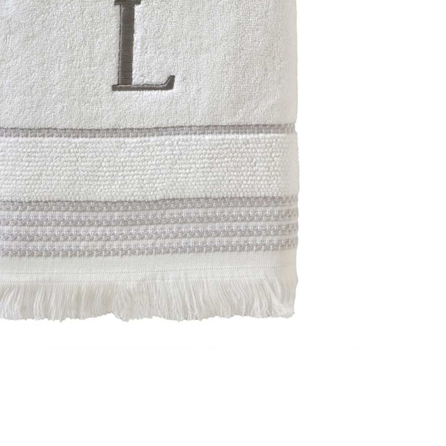 SKL Home By Saturday Knight Ltd Casual Monogram Bath Towel L - 28X54", White