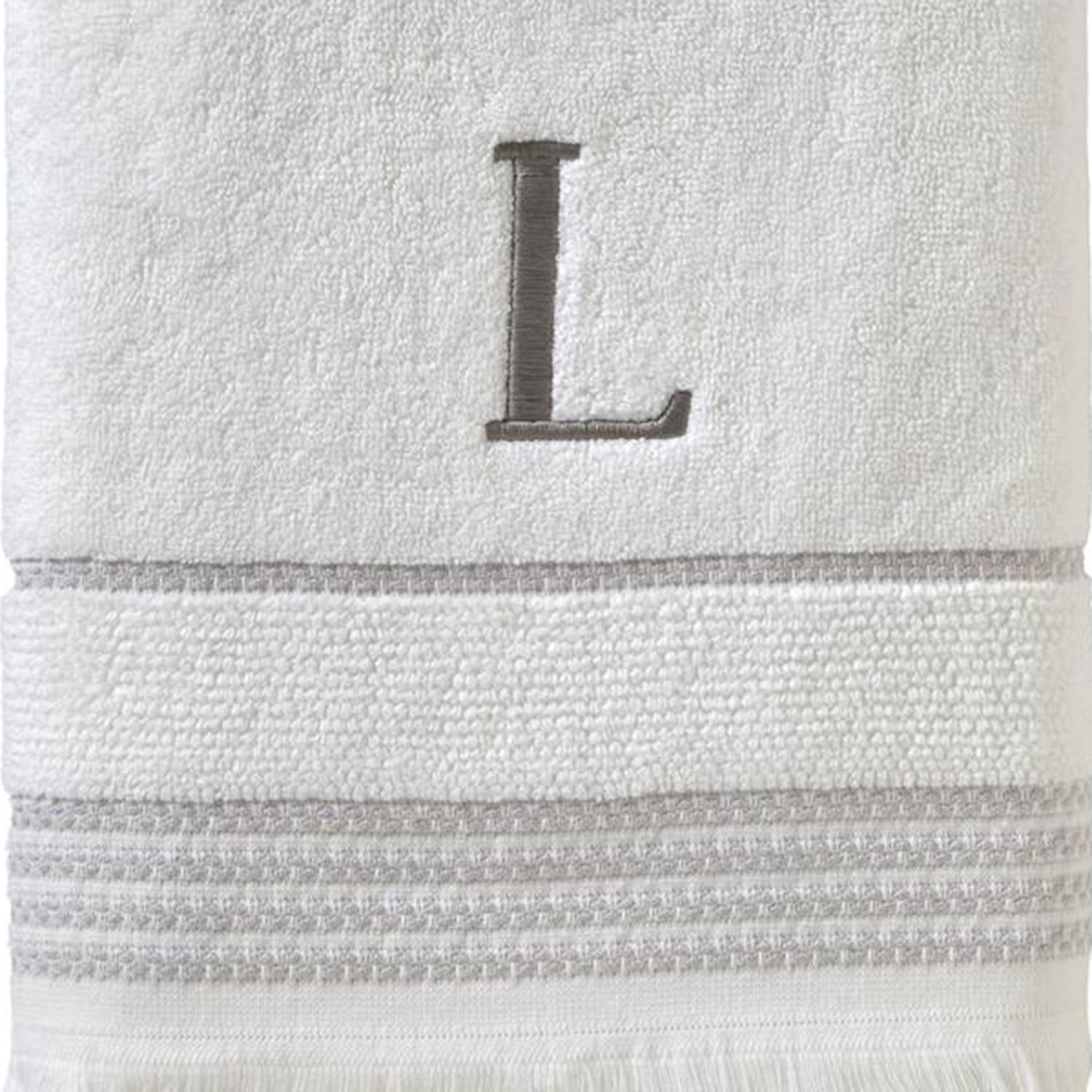 SKL Home By Saturday Knight Ltd Casual Monogram Bath Towel L - 28X54", White