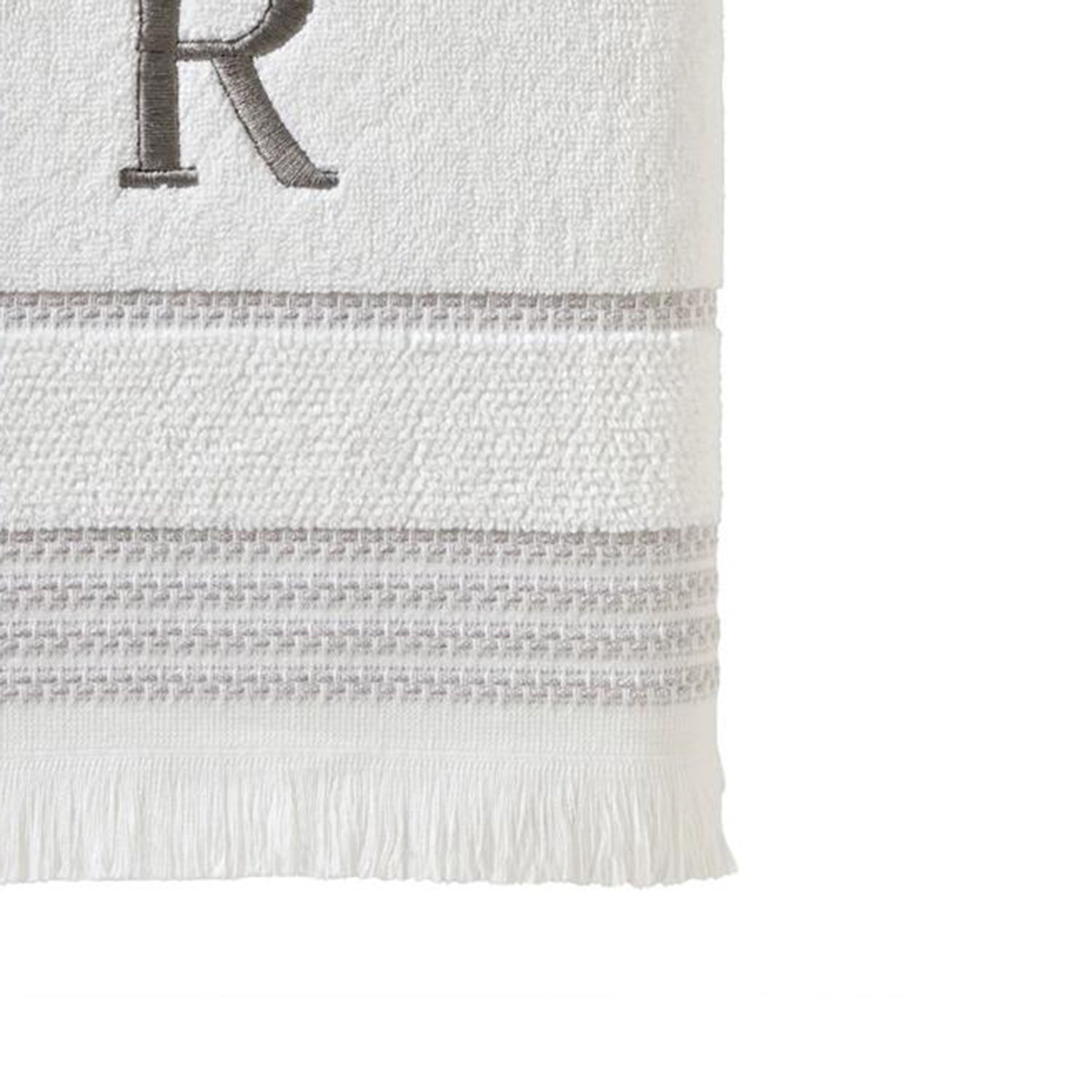 SKL Home By Saturday Knight Ltd Casual Monogram Bath Towel R - 28X54", White