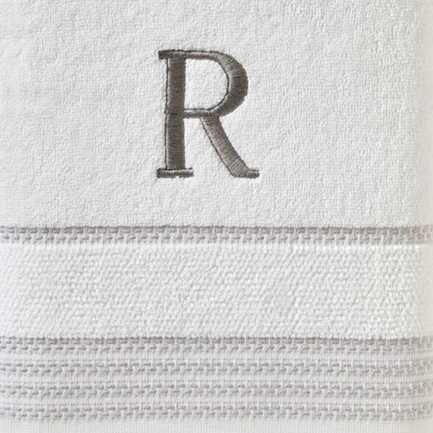 SKL Home By Saturday Knight Ltd Casual Monogram Bath Towel R - 28X54", White