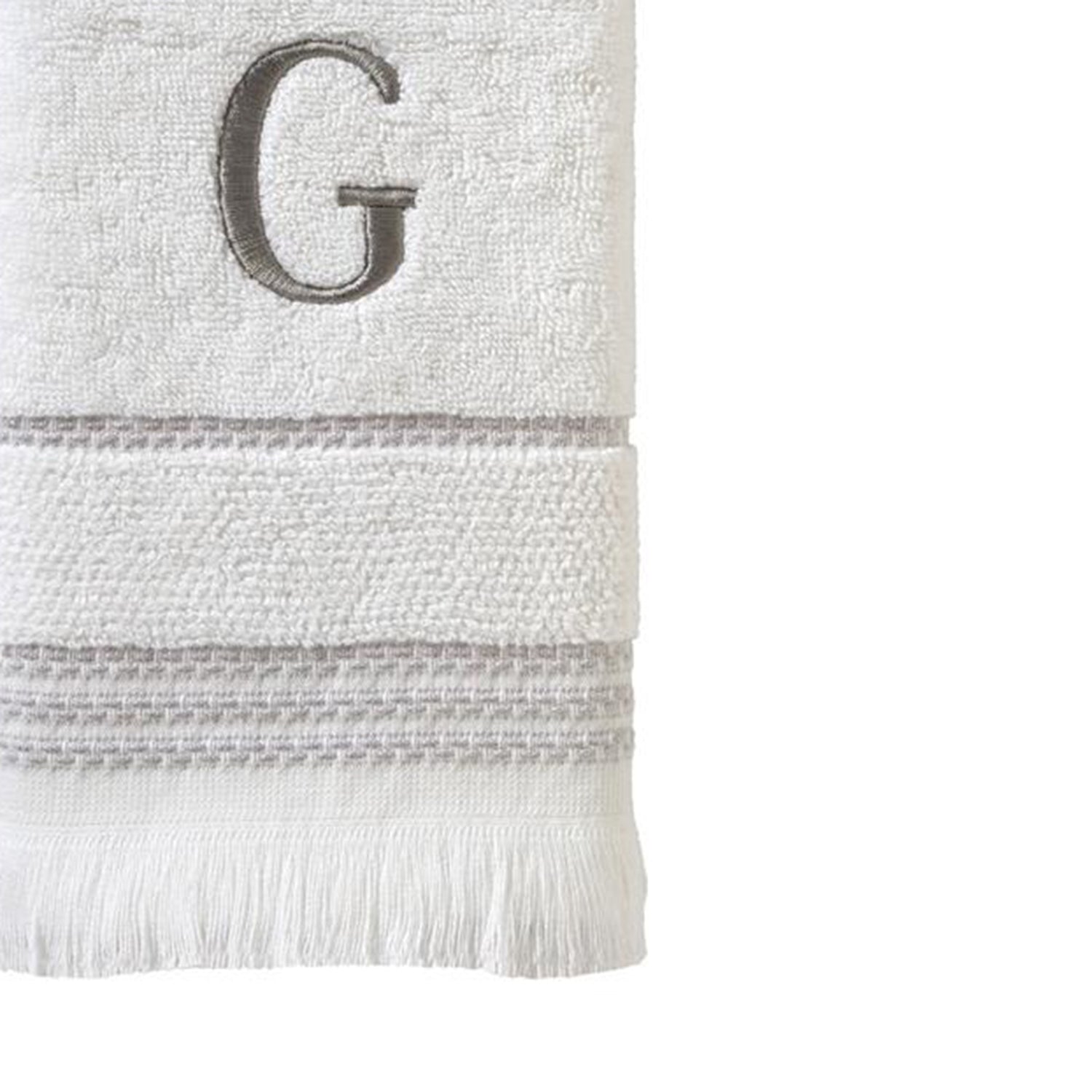 SKL Home By Saturday Knight Ltd Casual Monogram Hand Towel Set G - 2-Count - 16" X 26", White