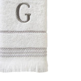 SKL Home By Saturday Knight Ltd Casual Monogram Hand Towel Set G - 2-Count - 16" X 26", White