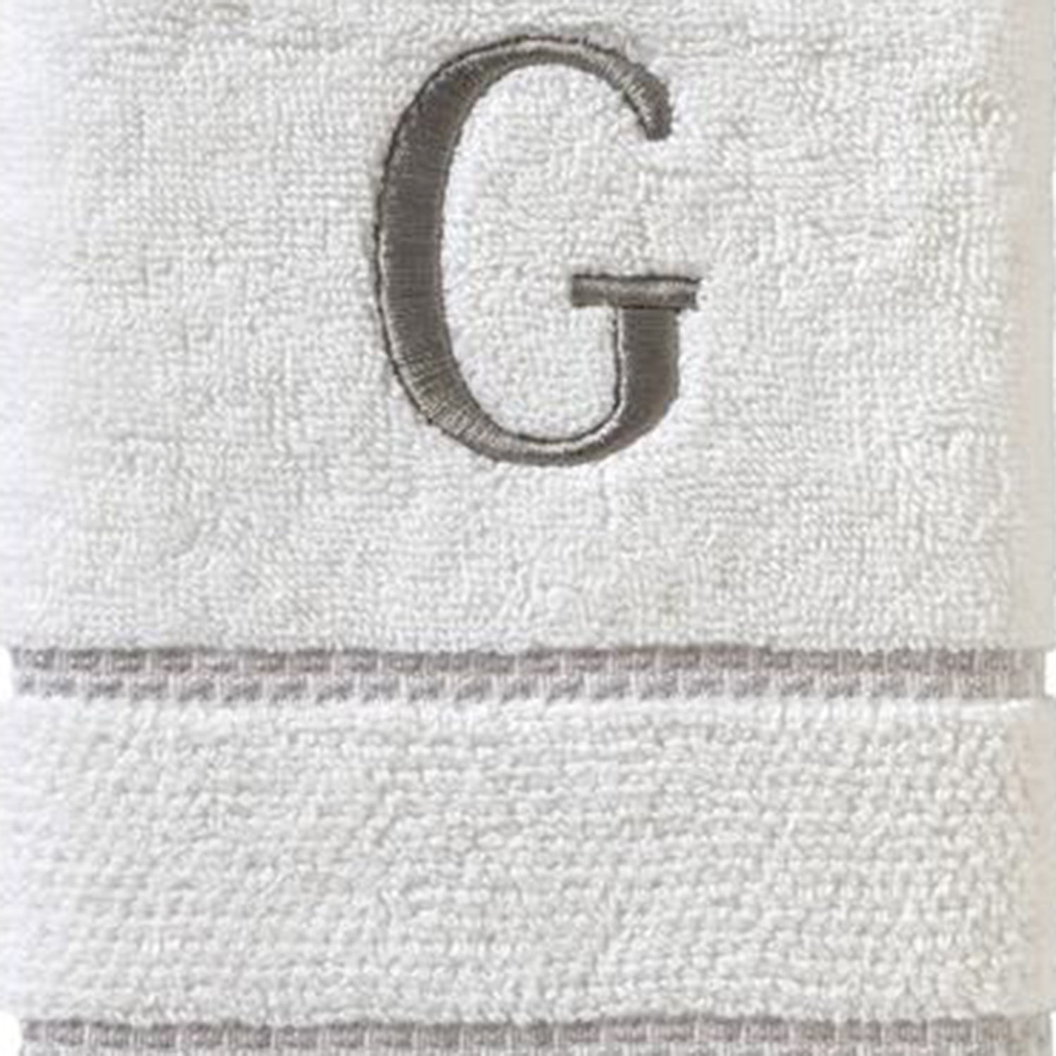 SKL Home By Saturday Knight Ltd Casual Monogram Hand Towel Set G - 2-Count - 16" X 26", White