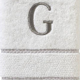 SKL Home By Saturday Knight Ltd Casual Monogram Hand Towel Set G - 2-Count - 16" X 26", White