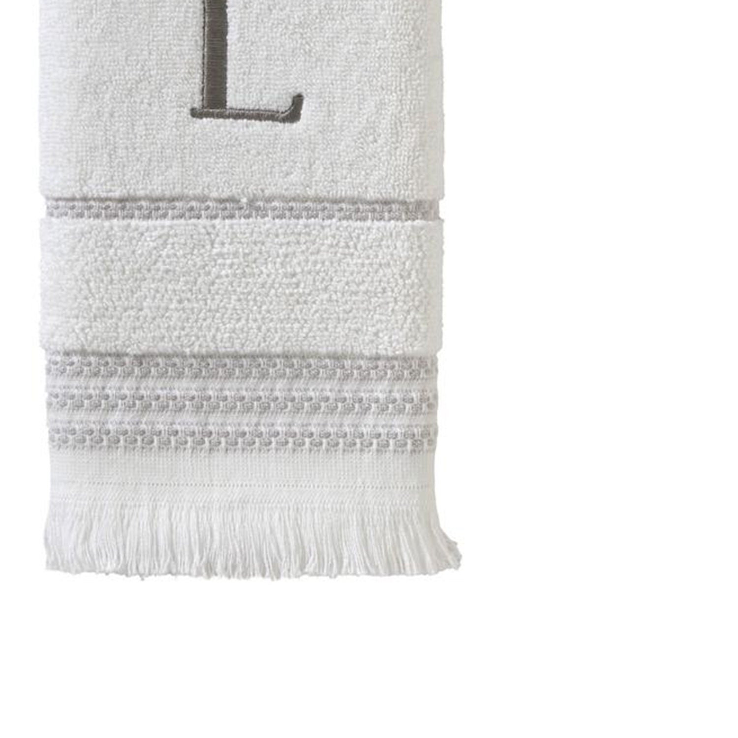 SKL Home By Saturday Knight Ltd Casual Monogram Hand Towel Set L - 2-Count - 16X26", White