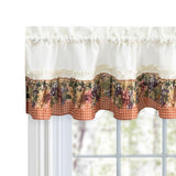 Ellis Curtain 70% Polyester 30% Cotton Tuscan Hills Grapevine and Check Pattern Window Valance 60" x 12" Red