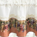 Ellis Curtain 70% Polyester 30% Cotton Tuscan Hills Grapevine and Check Pattern Window Valance 60" x 12" Red