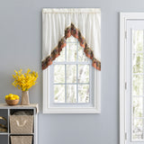 Ellis Curtain 70% Polyester 30% Cotton Tuscan Hills Grapevine and Check Pattern Window Swag 60" x 35" Red