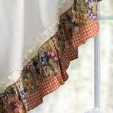 Ellis Curtain 70% Polyester 30% Cotton Tuscan Hills Grapevine and Check Pattern Window Swag 60" x 35" Red