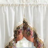 Ellis Curtain 70% Polyester 30% Cotton Tuscan Hills Grapevine and Check Pattern Window Swag 60" x 35" Red