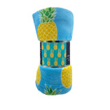 Plazatex Pineapple Plush Decorative All Season Throw Blanket 50" x 60" Blue
