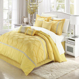 Chic Home Vermont Embroidered Solid Pleating 8 Pieces Comforter Yellow