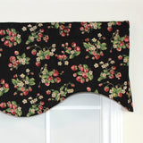 RLF Home Strawberry Cornice 100% Cotton with Fully Lined 3" Rod Pocket Valnance for Windows 50" x 17" Black