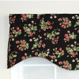 RLF Home Strawberry Cornice 100% Cotton with Fully Lined 3" Rod Pocket Valnance for Windows 50" x 17" Black
