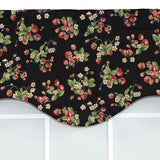 RLF Home Strawberry Cornice 100% Cotton with Fully Lined 3" Rod Pocket Valnance for Windows 50" x 17" Black