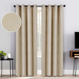 Superior Blackout Curtains, Insulated, Sun Blocking Curtain for Bedroom, Solid, Textured, Living Room Window, Thermal Woven, Jaxon Collection, Set of 2 Panels, 8 Grommets, 52" x 96", Beige