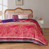 Greenland Home Aurora Reversible Quilt and Pillow Sham Set - 2-Piece - Twin/XL 68x88", Pink - Twin/XL