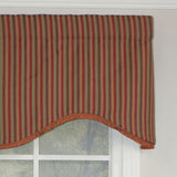RLF Home Olivia Stripe Trimmed Cornice 100% Cotton with Fully Lined 3" Rod Pocket Valnance for Windows 50" x 17" Multi