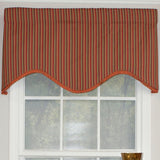 RLF Home Olivia Stripe Trimmed Cornice 100% Cotton with Fully Lined 3" Rod Pocket Valnance for Windows 50" x 17" Multi