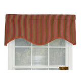 RLF Home Olivia Stripe Trimmed Cornice 100% Cotton with Fully Lined 3" Rod Pocket Valnance for Windows 50" x 17" Multi