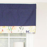 RLF Home Tail Feather Banded 100% Cotton with Fully Lined 3" Rod Pocket Valnance for Windows 50" x 15" Navy