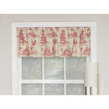 RLF Home Naomi Toile Tailored 100% Cotton with Fully Lined 3" Rod Pocket Valnance for Windows 50" x 14" Red