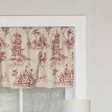 RLF Home Naomi Toile Tailored 100% Cotton with Fully Lined 3" Rod Pocket Valnance for Windows 50" x 14" Red
