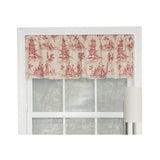 RLF Home Naomi Toile Tailored 100% Cotton with Fully Lined 3" Rod Pocket Valnance for Windows 50" x 14" Red