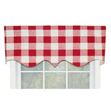 Grande Check Regal Style 3" Rod Pocket Valance 50" x 17" Red by RLF Home