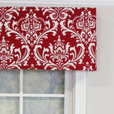 RLF Home Royal Damask Tailored 100% Cotton with Fully Lined 3" Rod Pocket Valnance for Windows 50" x 14" Red