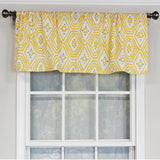 RLF Home Geo Tailored 100% Cotton with Fully Lined 3" Rod Pocket Valnance for Windows 50" x 14" Yellow
