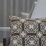 Outdoor Decor by Commonwealth Ebony Medallion Print Outdoor Pillow Cover 18" x 18" Black (Cover Only)
